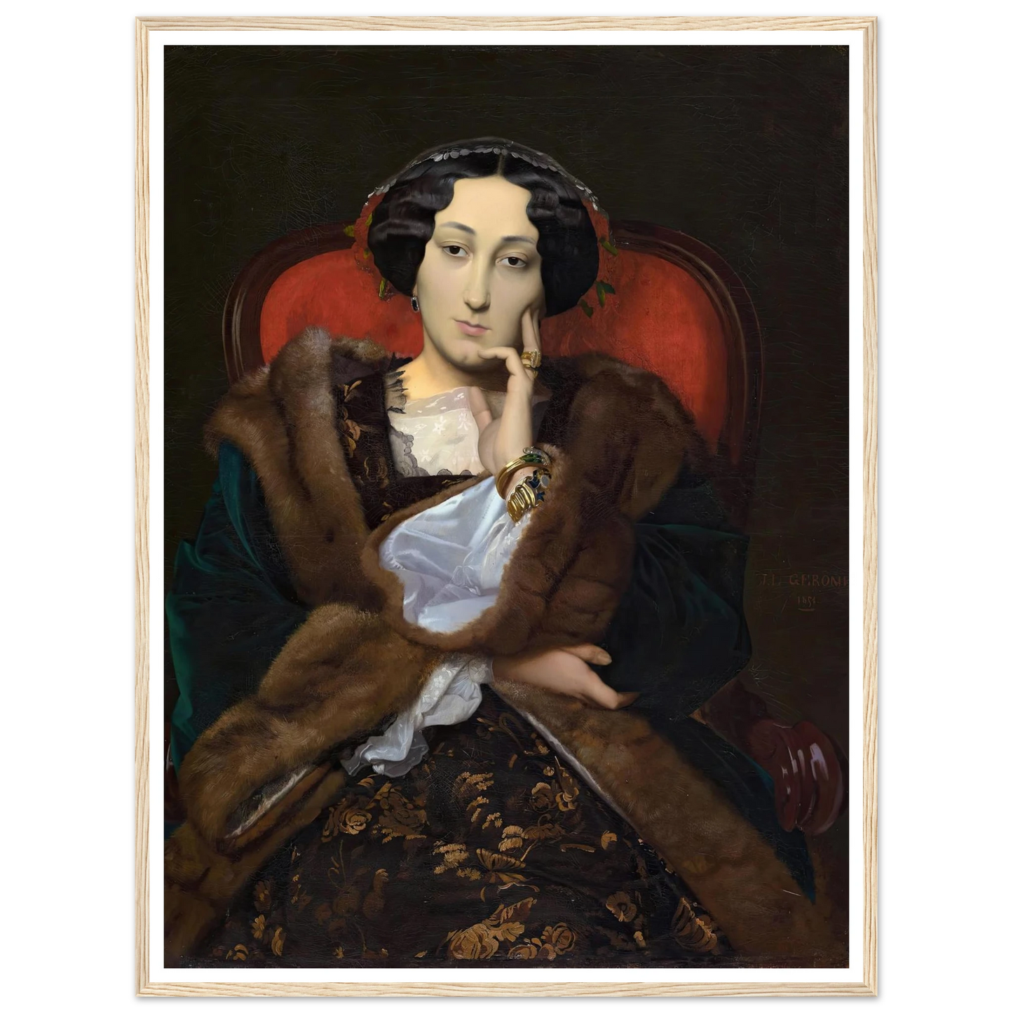 Portrait of a Woman (1851) Art Print | Jean Leon Gerome - Framed Poster - 30x40 cm / 12x16″ - Black frame