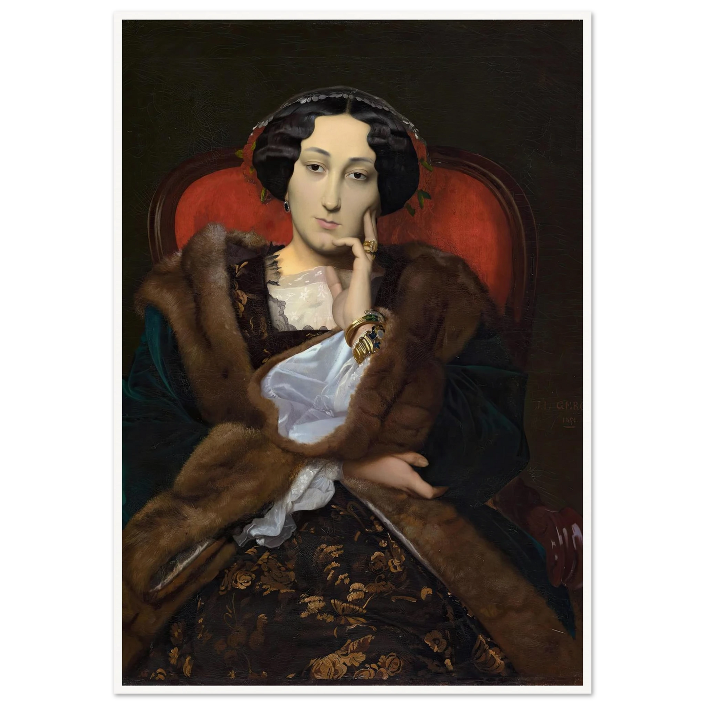 Portrait of a Woman (1851) Art Print | Jean Leon Gerome - Framed Poster - 30x40 cm / 12x16″ - Black frame