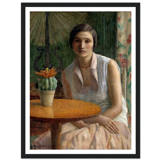 Portrait of a Woman (with Cactus) (1930) Art Print | Frederick Carl Frieseke - Framed Poster - 30x40 cm / 12x16″ - Black frame