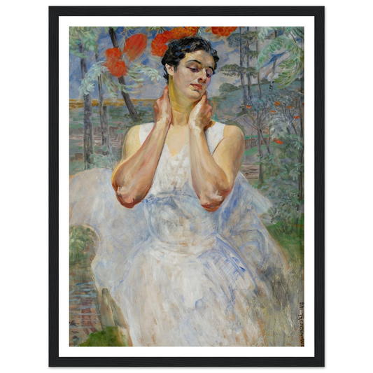 Portrait of a woman with rowanberry (1917) Art Print | Jacek Malczewski - Framed Poster - 30x40 cm / 12x16″ - Black frame