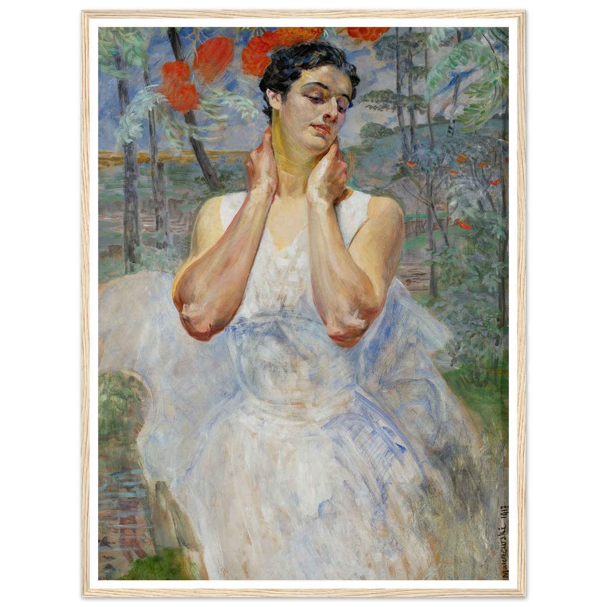 Portrait of a woman with rowanberry (1917) Art Print | Jacek Malczewski - Framed Poster - 30x40 cm / 12x16″ - Black frame