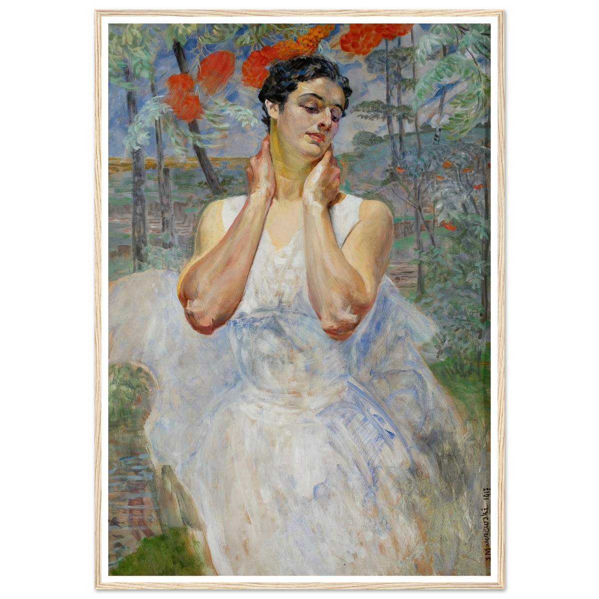 Portrait of a woman with rowanberry (1917) Art Print | Jacek Malczewski - Framed Poster - 30x40 cm / 12x16″ - Black frame