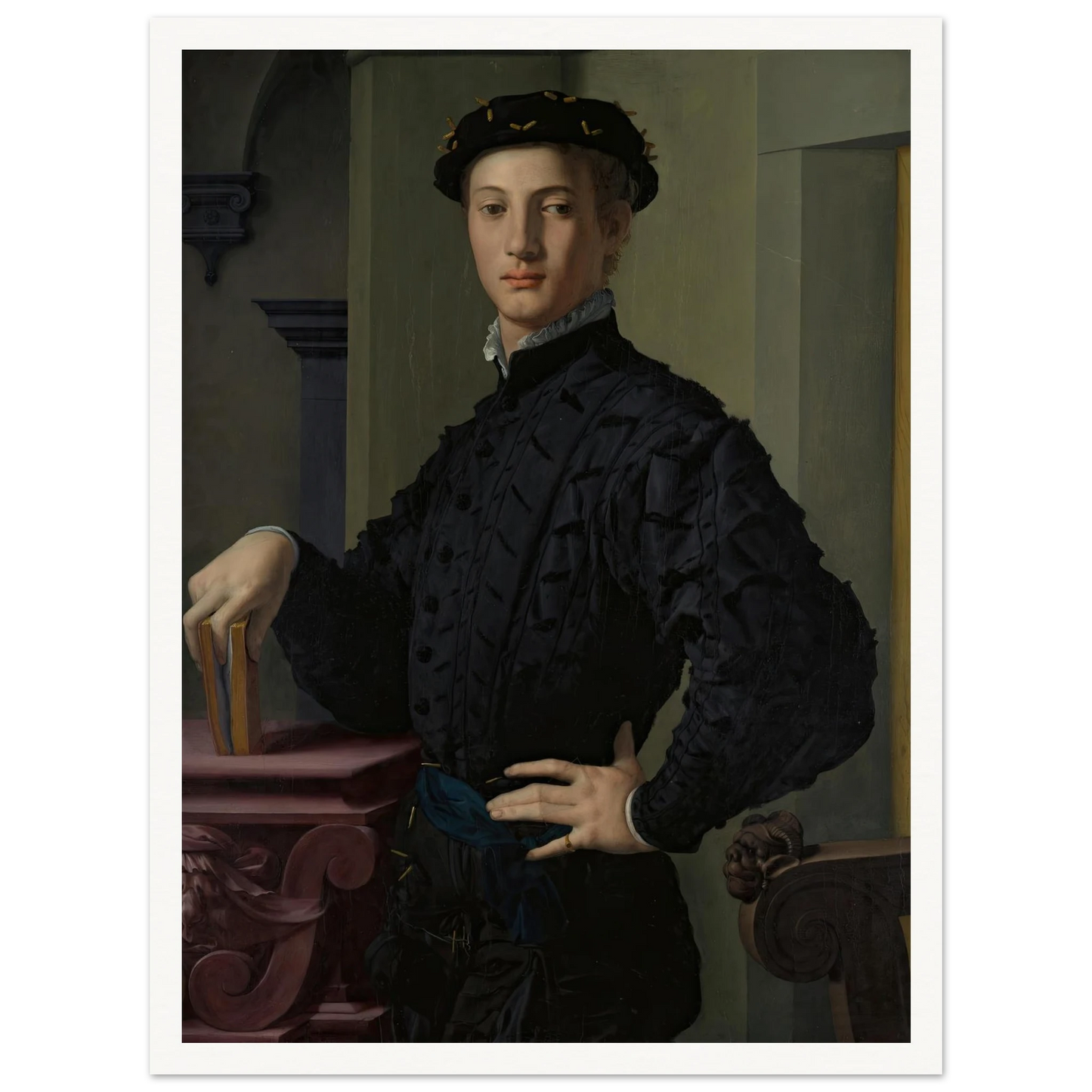 Portrait of a Young Man (1530s) Art Print | Agnolo Bronzino - Framed Poster - 30x40 cm / 12x16″ - Black frame