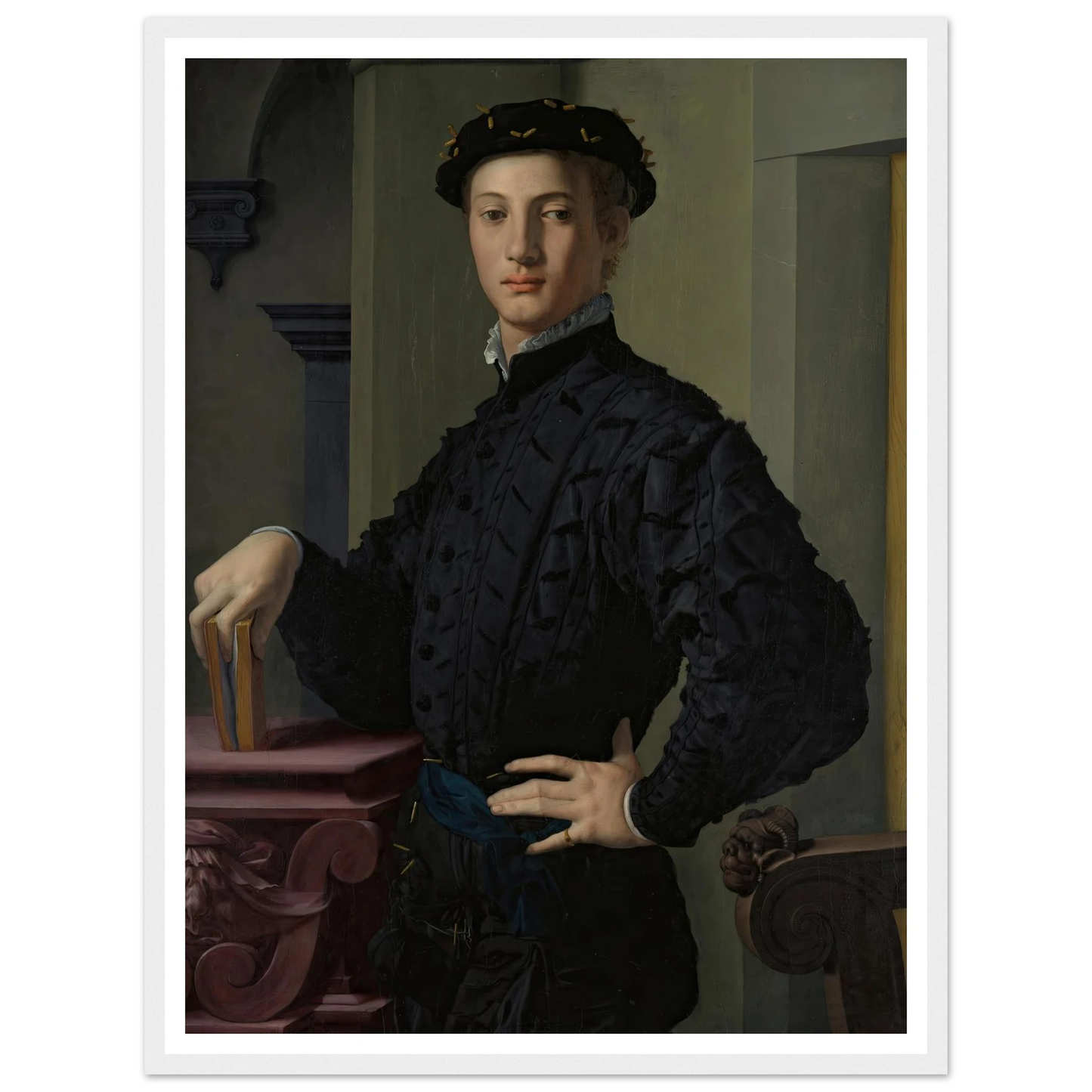 Portrait of a Young Man (1530s) Art Print | Agnolo Bronzino - Framed Poster - 30x40 cm / 12x16″ - Black frame
