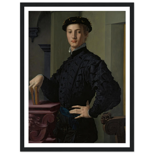 Portrait of a Young Man (1530s) Art Print | Agnolo Bronzino - Framed Poster - 30x40 cm / 12x16″ - Black frame