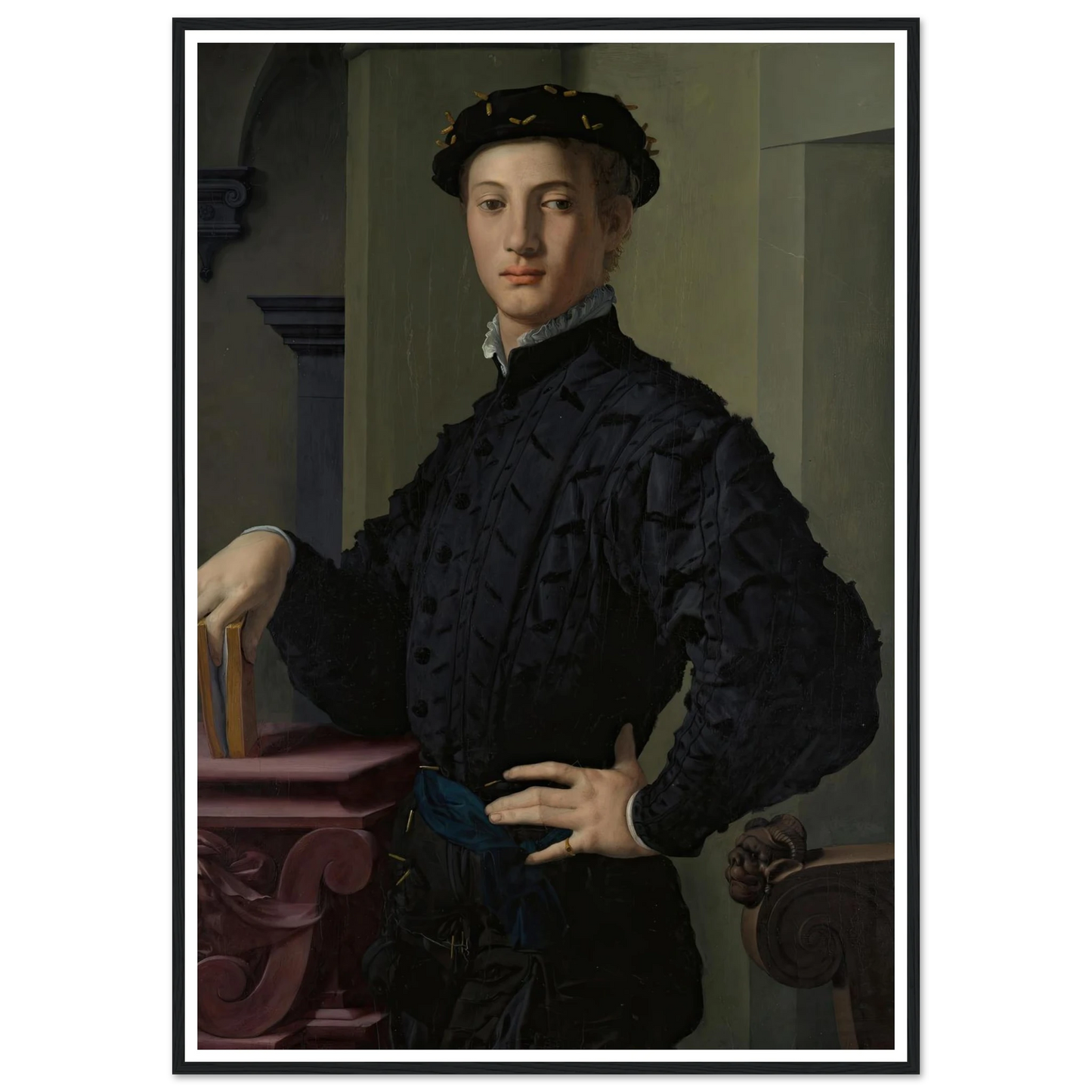 Portrait of a Young Man (1530s) Art Print | Agnolo Bronzino - Framed Poster - 30x40 cm / 12x16″ - Black frame