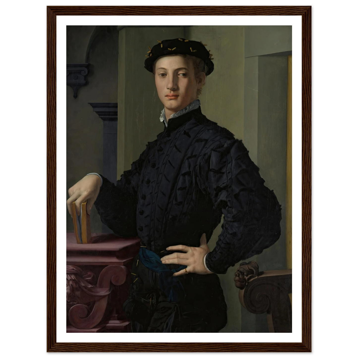 Portrait of a Young Man (1530s) Art Print | Agnolo Bronzino - Framed Poster - 30x40 cm / 12x16″ - Black frame
