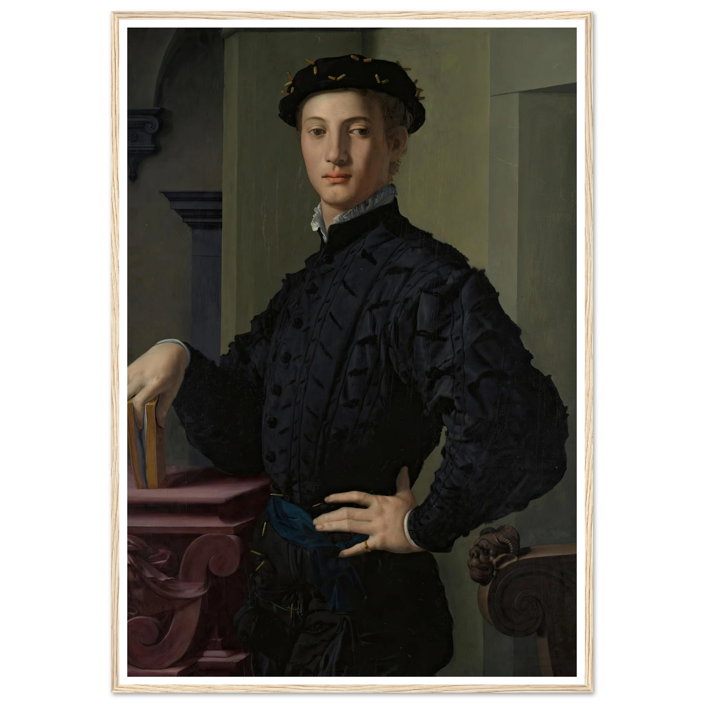Portrait of a Young Man (1530s) Art Print | Agnolo Bronzino - Framed Poster - 30x40 cm / 12x16″ - Black frame