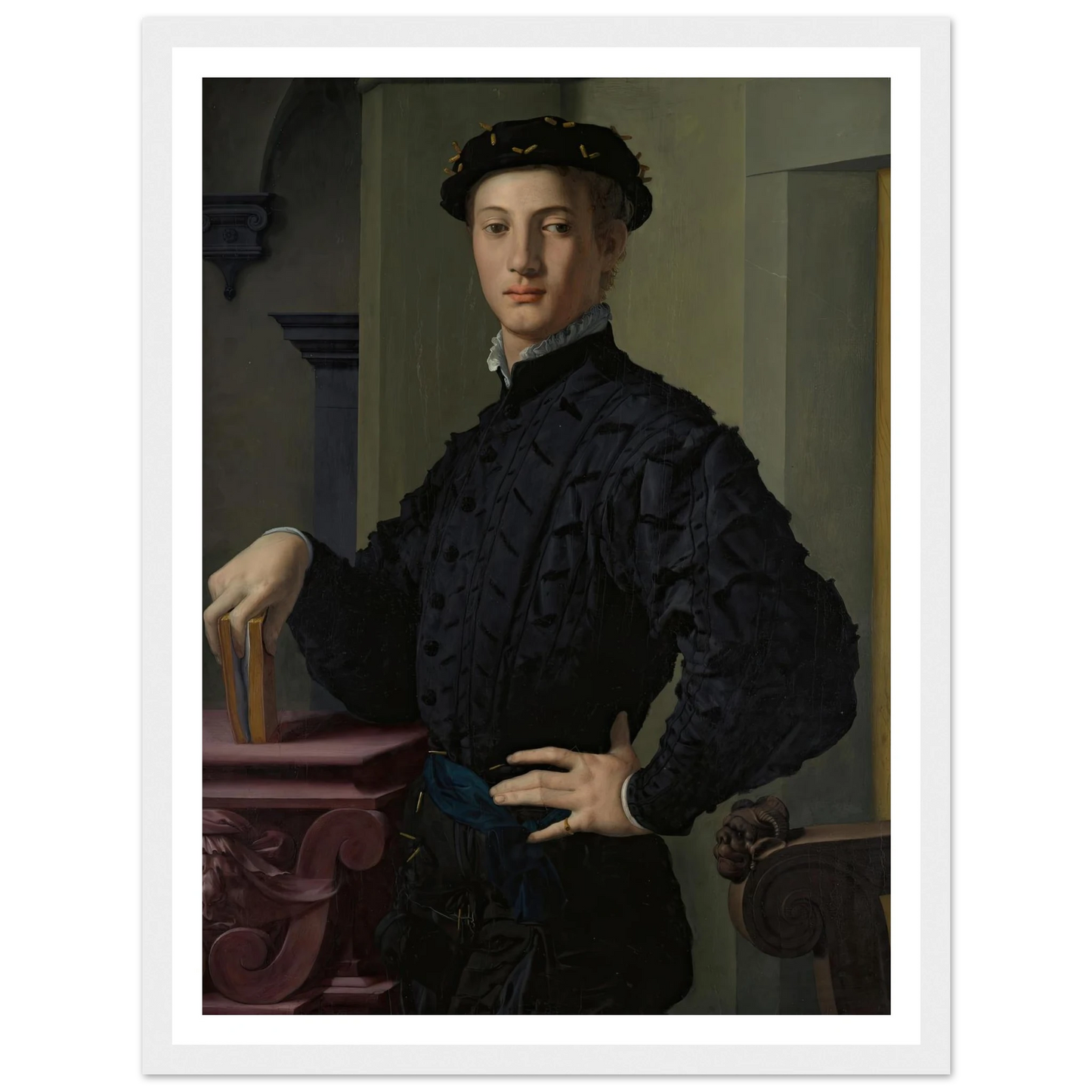 Portrait of a Young Man (1530s) Art Print | Agnolo Bronzino - Framed Poster - 30x40 cm / 12x16″ - Black frame