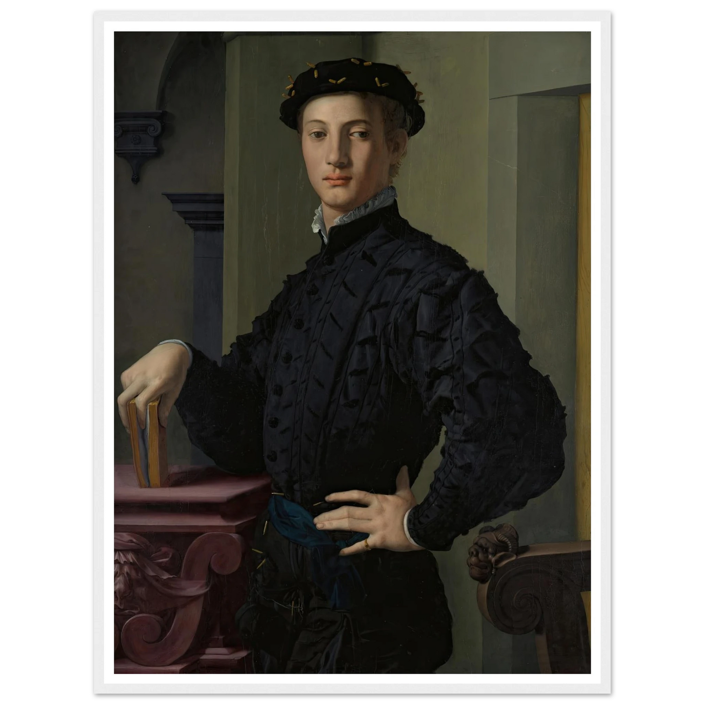 Portrait of a Young Man (1530s) Art Print | Agnolo Bronzino - Framed Poster - 30x40 cm / 12x16″ - Black frame