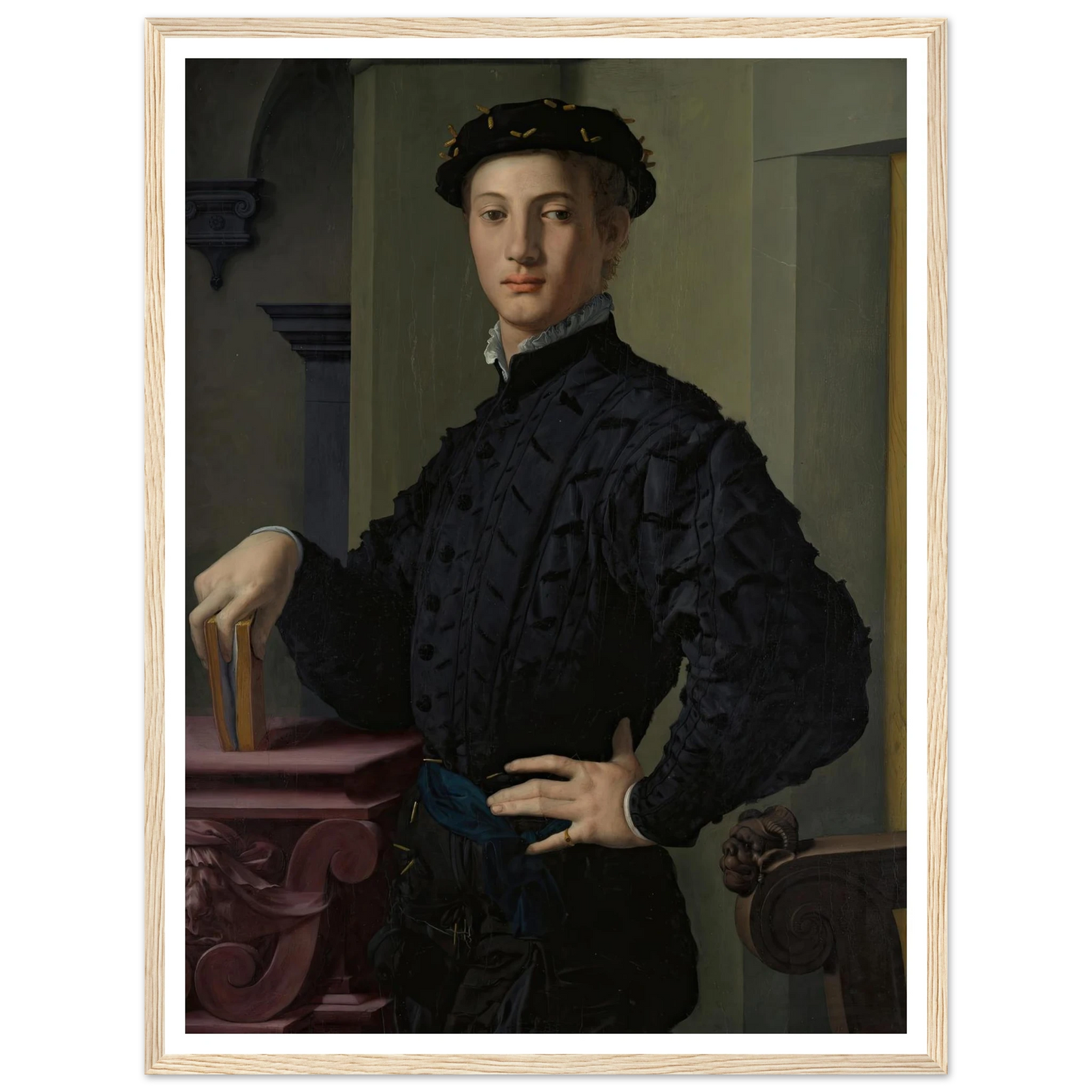 Portrait of a Young Man (1530s) Art Print | Agnolo Bronzino - Framed Poster - 30x40 cm / 12x16″ - Black frame