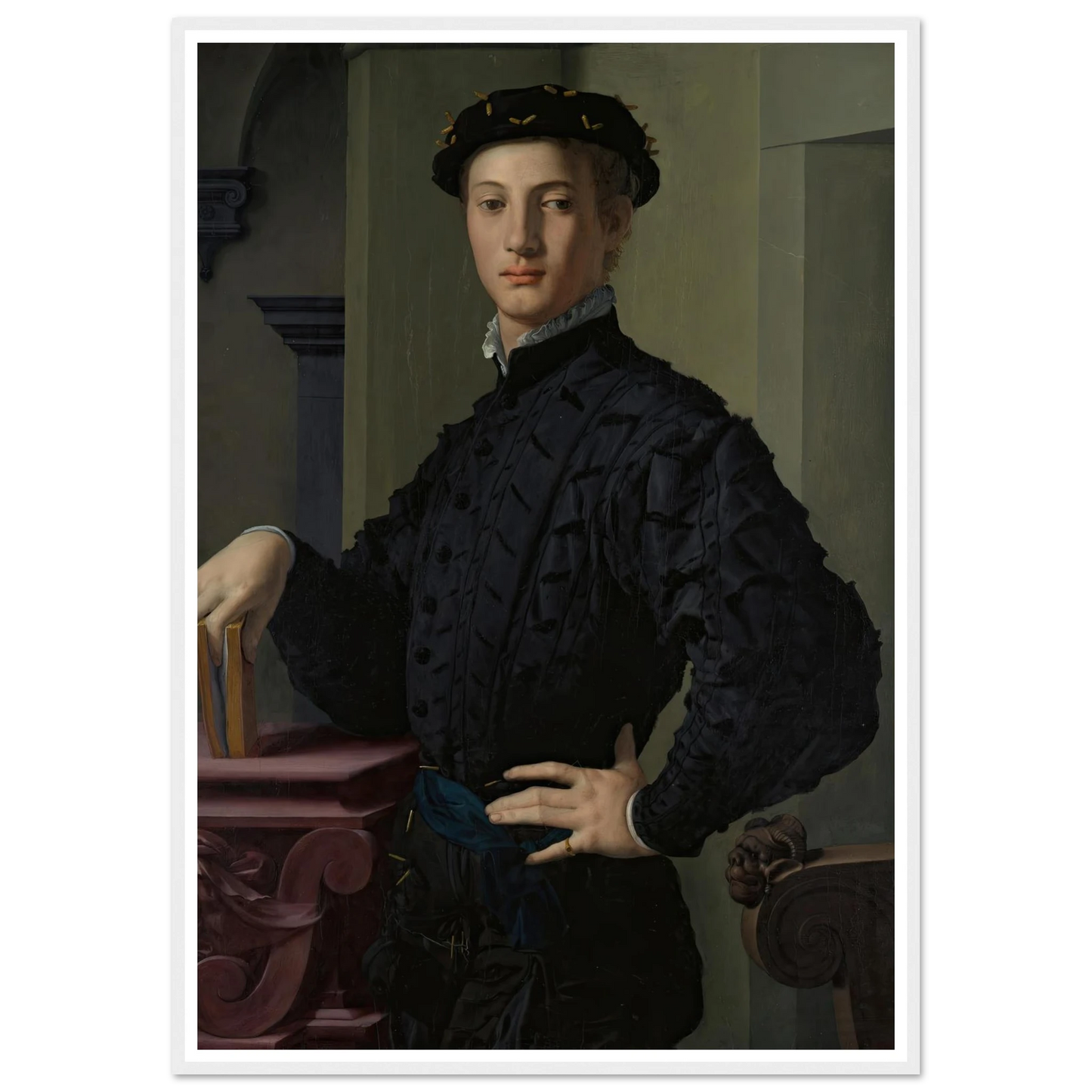 Portrait of a Young Man (1530s) Art Print | Agnolo Bronzino - Framed Poster - 30x40 cm / 12x16″ - Black frame