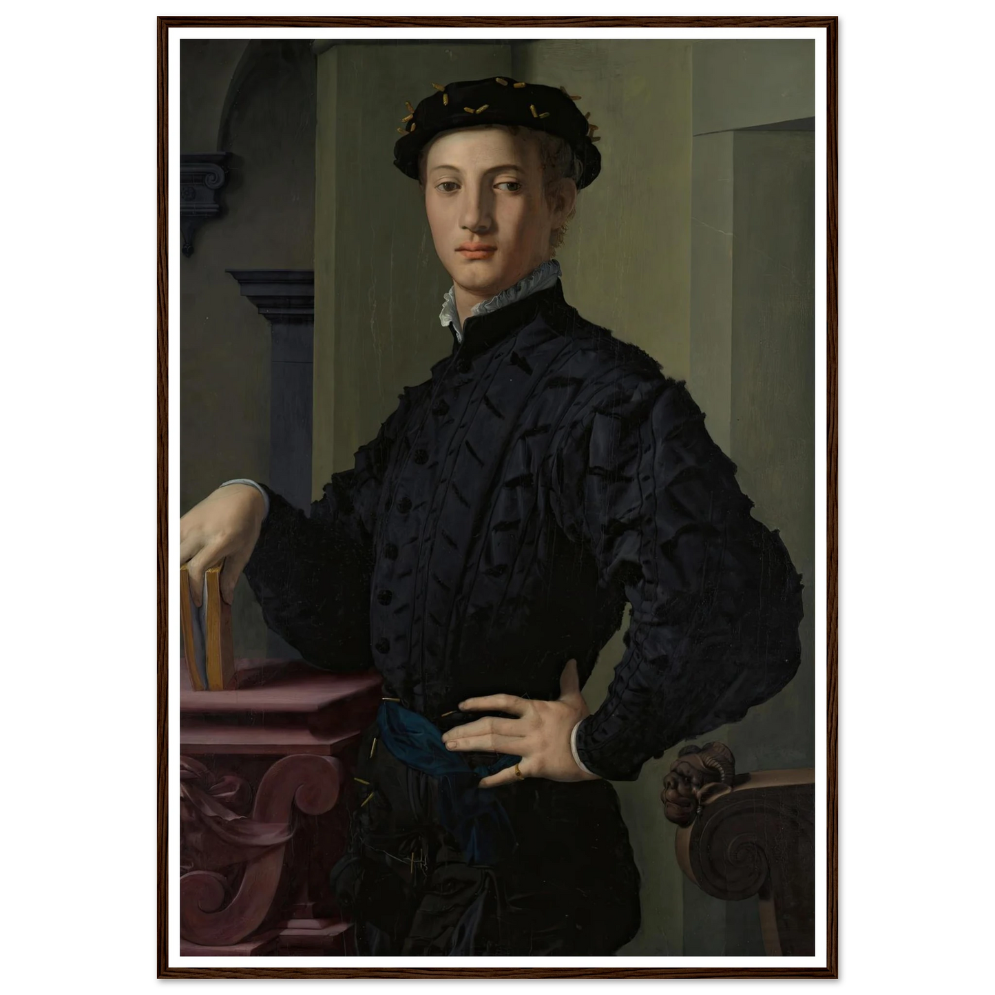 Portrait of a Young Man (1530s) Art Print | Agnolo Bronzino - Framed Poster - 30x40 cm / 12x16″ - Black frame