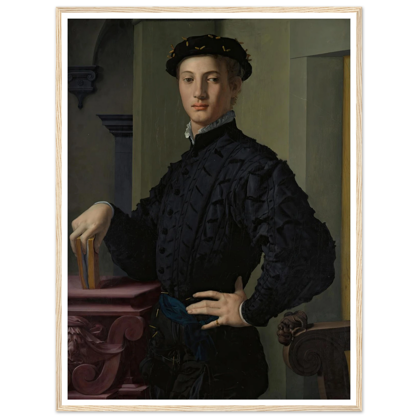 Portrait of a Young Man (1530s) Art Print | Agnolo Bronzino - Framed Poster - 30x40 cm / 12x16″ - Black frame
