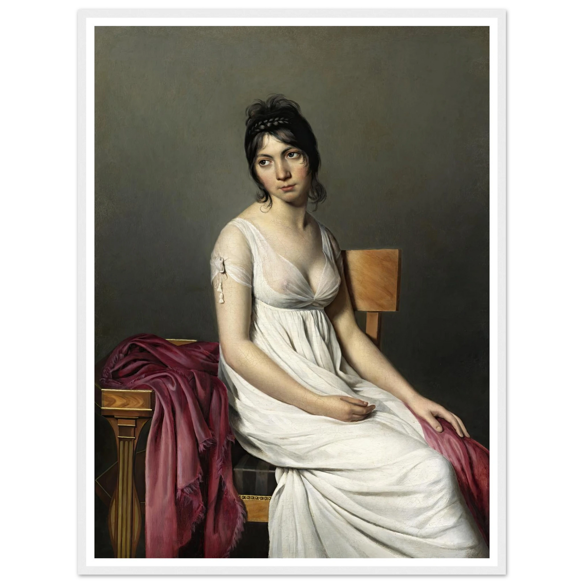Portrait of a Young Woman in White (c. 1798) Art Print | Jacques Louis David - Framed Poster - 30x40 cm / 12x16″ - Black frame