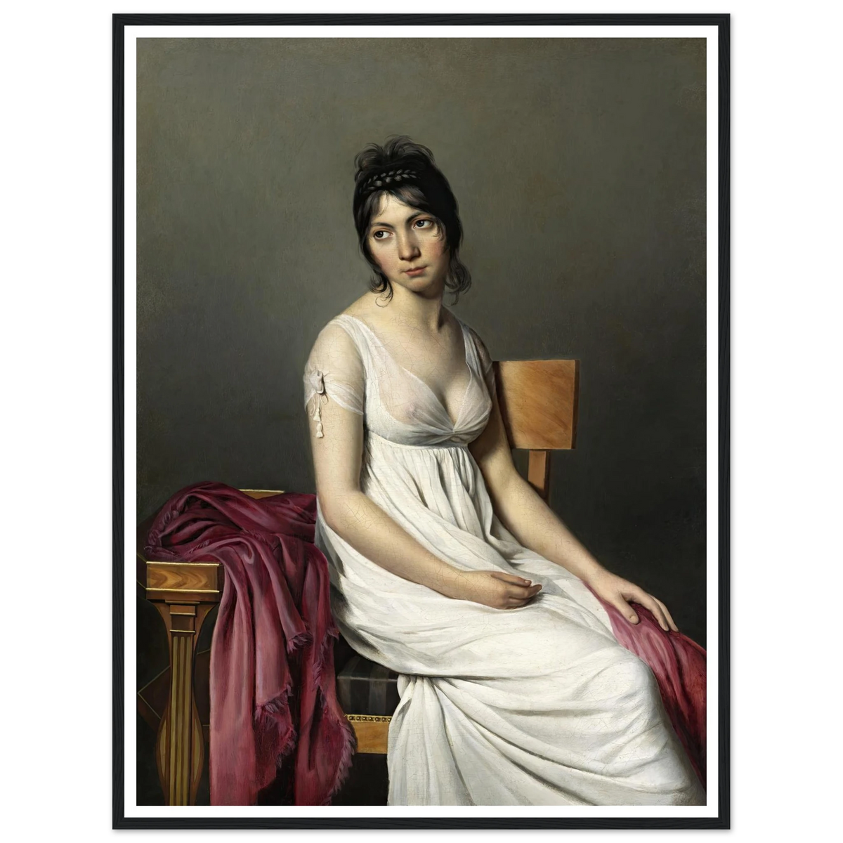Portrait of a Young Woman in White (c. 1798) Art Print | Jacques Louis David - Framed Poster - 30x40 cm / 12x16″ - Black frame