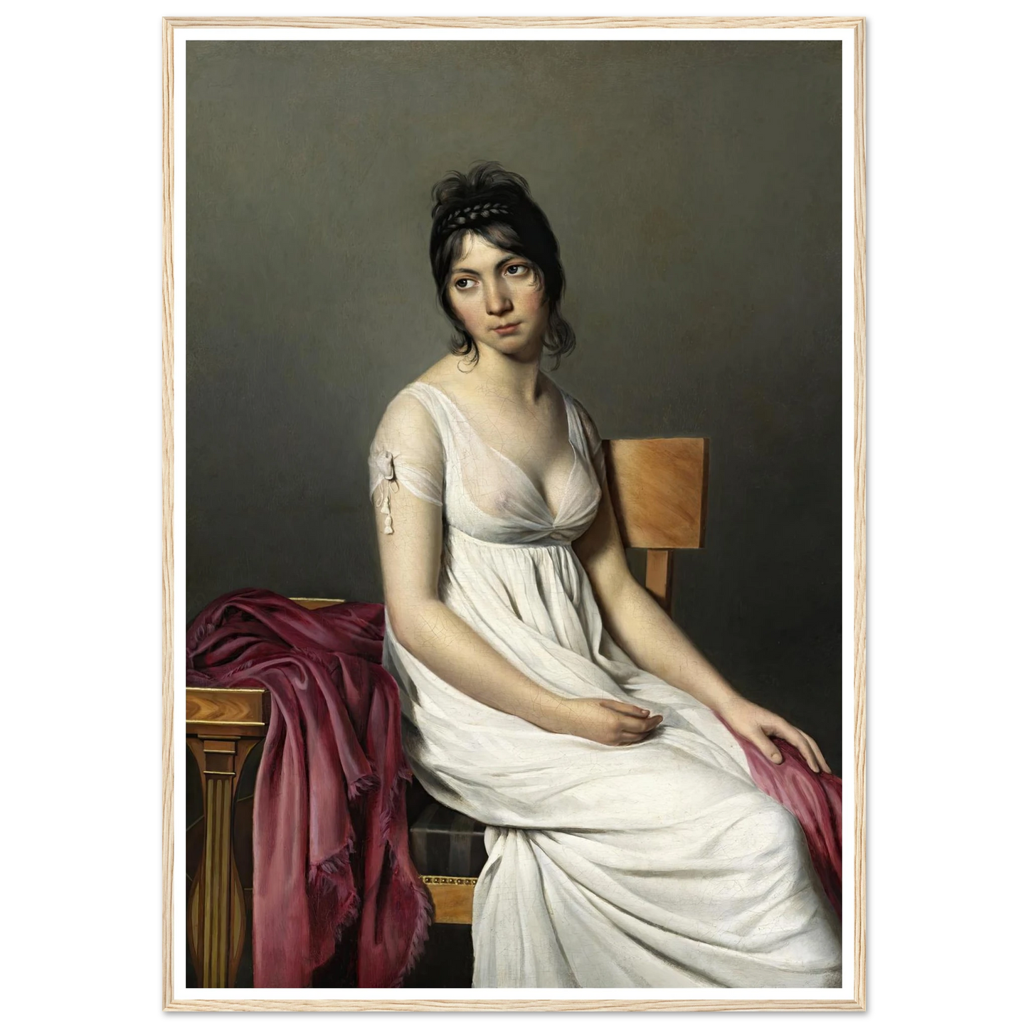 Portrait of a Young Woman in White (c. 1798) Art Print | Jacques Louis David - Framed Poster - 30x40 cm / 12x16″ - Black frame