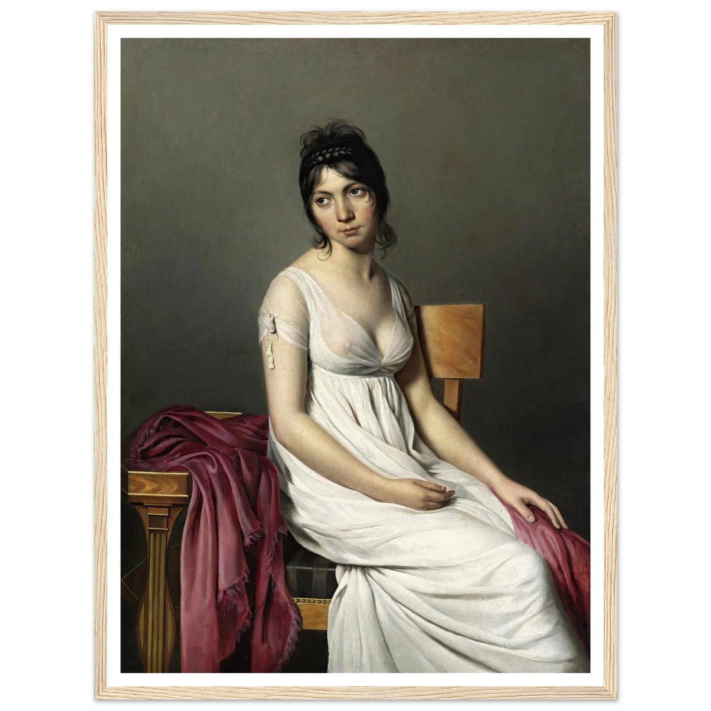 Portrait of a Young Woman in White (c. 1798) Art Print | Jacques Louis David - Framed Poster - 30x40 cm / 12x16″ - Black frame