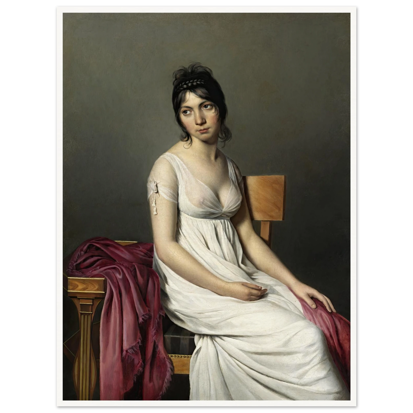 Portrait of a Young Woman in White (c. 1798) Art Print | Jacques Louis David - Framed Poster - 30x40 cm / 12x16″ - Black frame