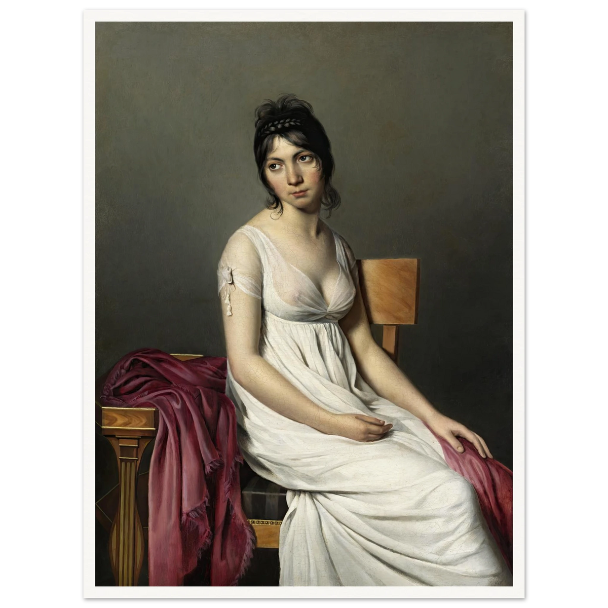 Portrait of a Young Woman in White (c. 1798) Art Print | Jacques Louis David - Framed Poster - 30x40 cm / 12x16″ - Black frame