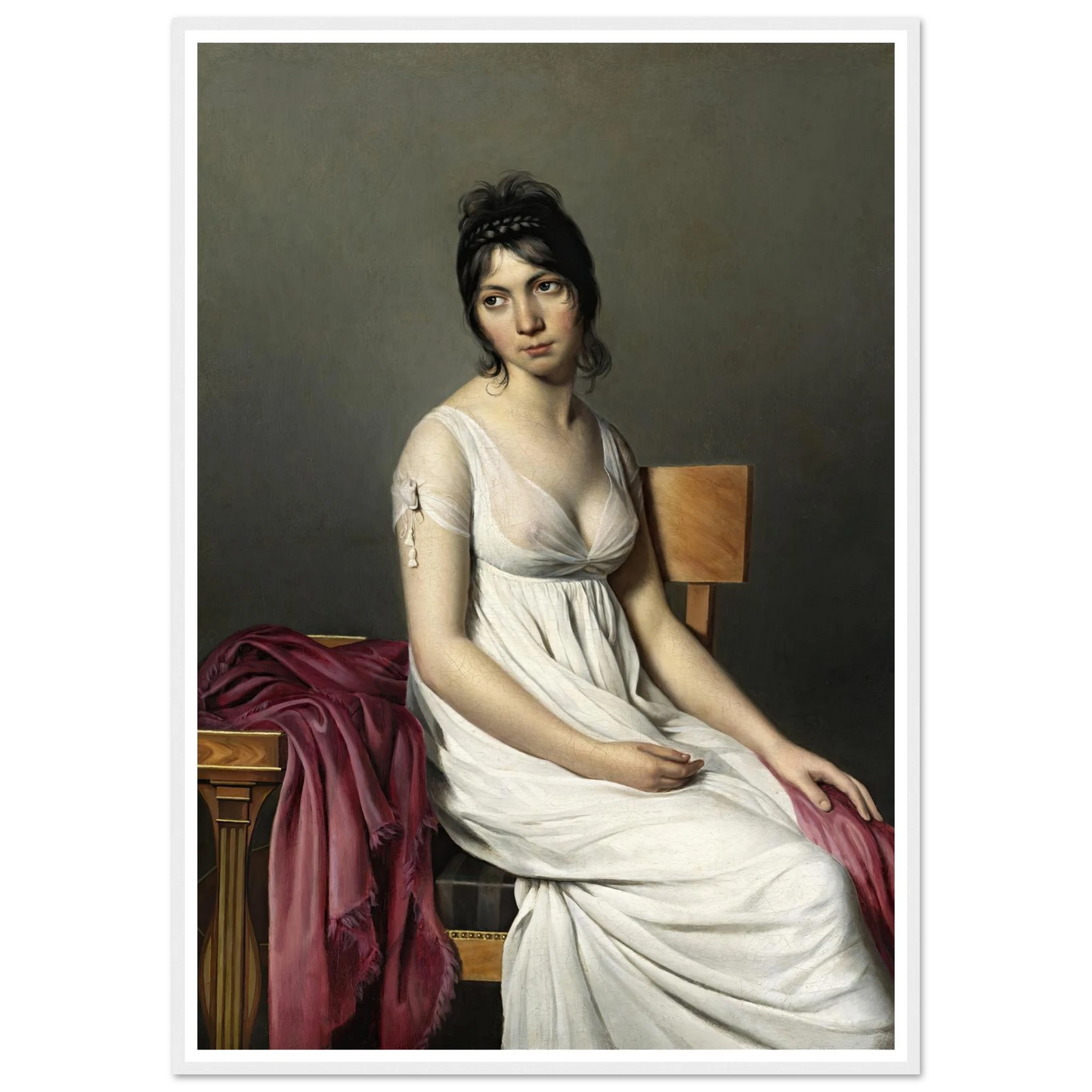Portrait of a Young Woman in White (c. 1798) Art Print | Jacques Louis David - Framed Poster - 30x40 cm / 12x16″ - Black frame