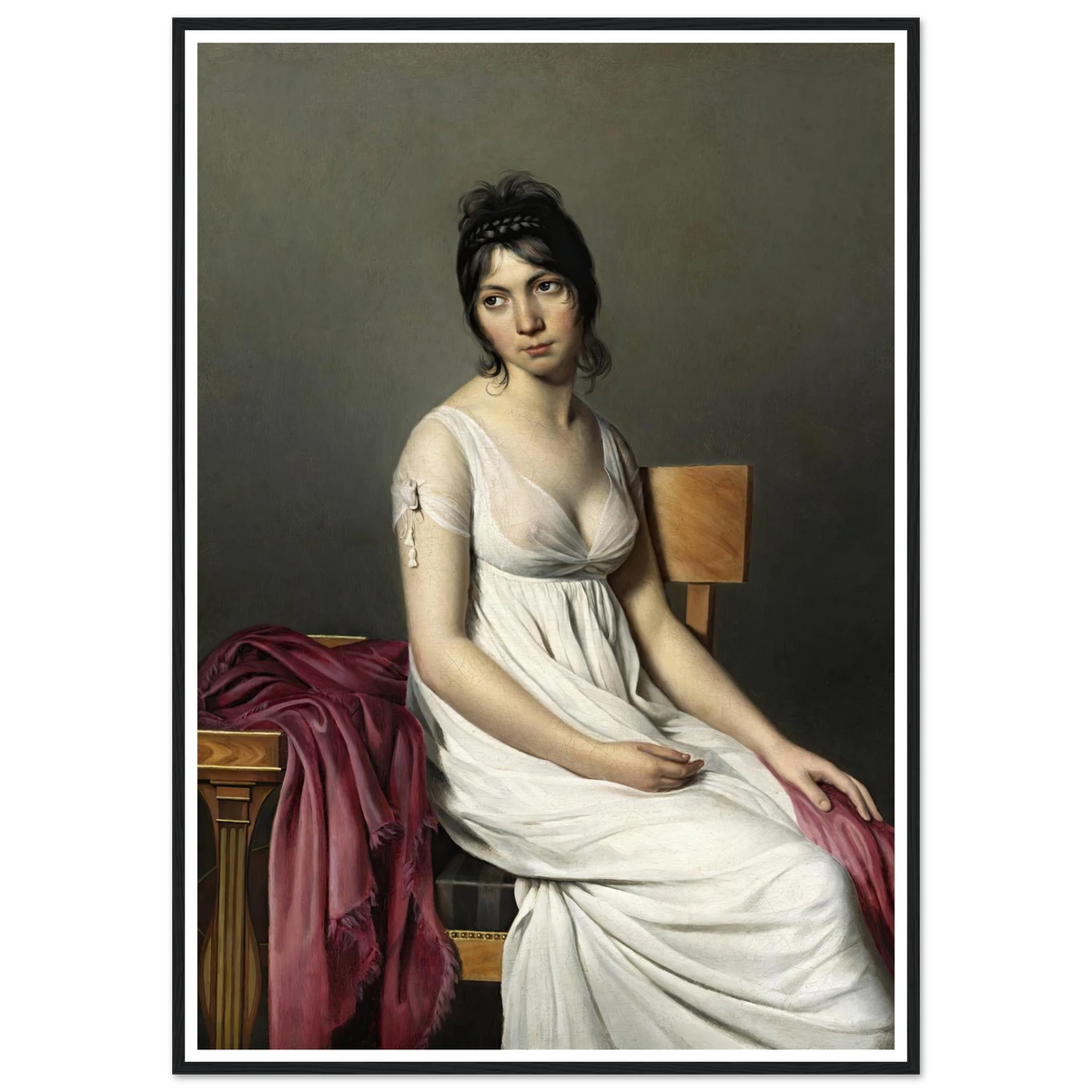 Portrait of a Young Woman in White (c. 1798) Art Print | Jacques Louis David - Framed Poster - 30x40 cm / 12x16″ - Black frame