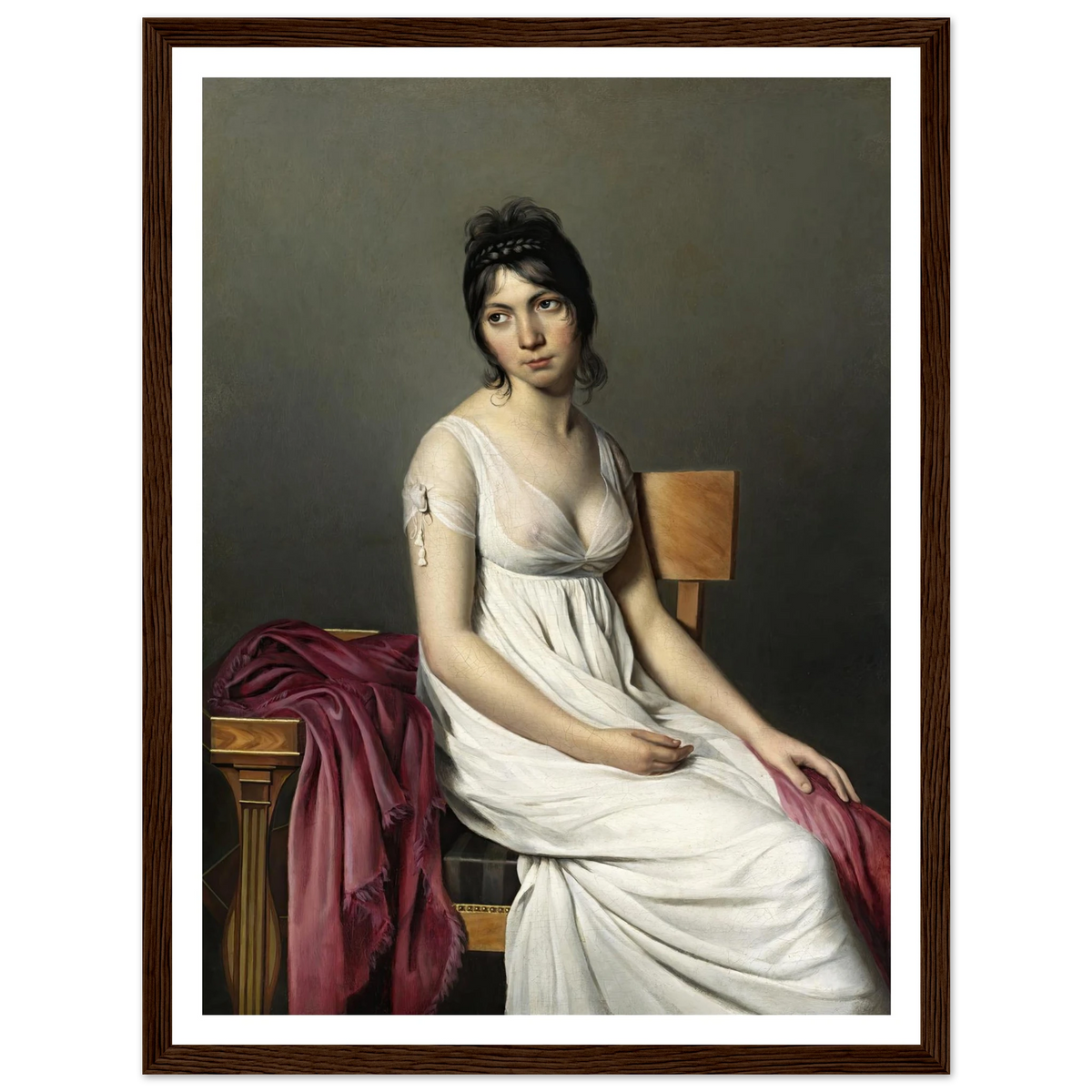 Portrait of a Young Woman in White (c. 1798) Art Print | Jacques Louis David - Framed Poster - 30x40 cm / 12x16″ - Black frame