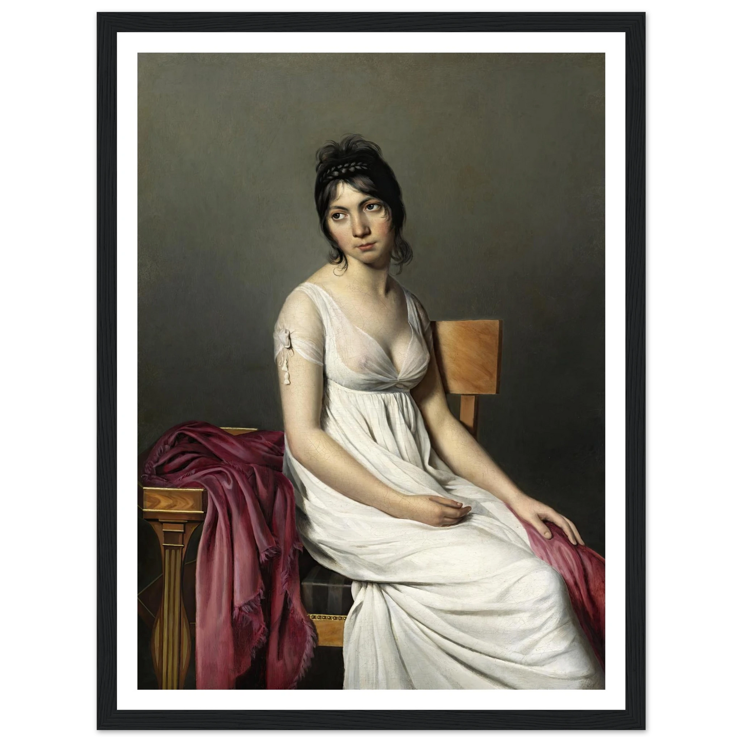Portrait of a Young Woman in White (c. 1798) Art Print | Jacques Louis David - Framed Poster - 30x40 cm / 12x16″ - Black frame