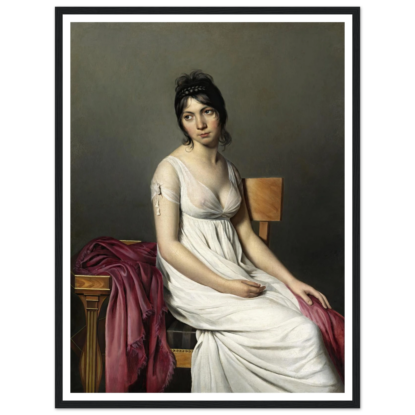 Portrait of a Young Woman in White (c. 1798) Art Print | Jacques Louis David - Framed Poster - 30x40 cm / 12x16″ - Black frame