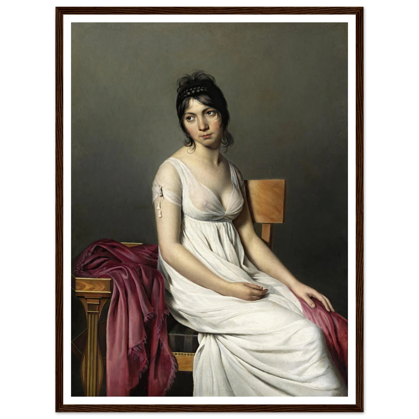 Portrait of a Young Woman in White (c. 1798) Art Print | Jacques Louis David - Framed Poster - 30x40 cm / 12x16″ - Black frame