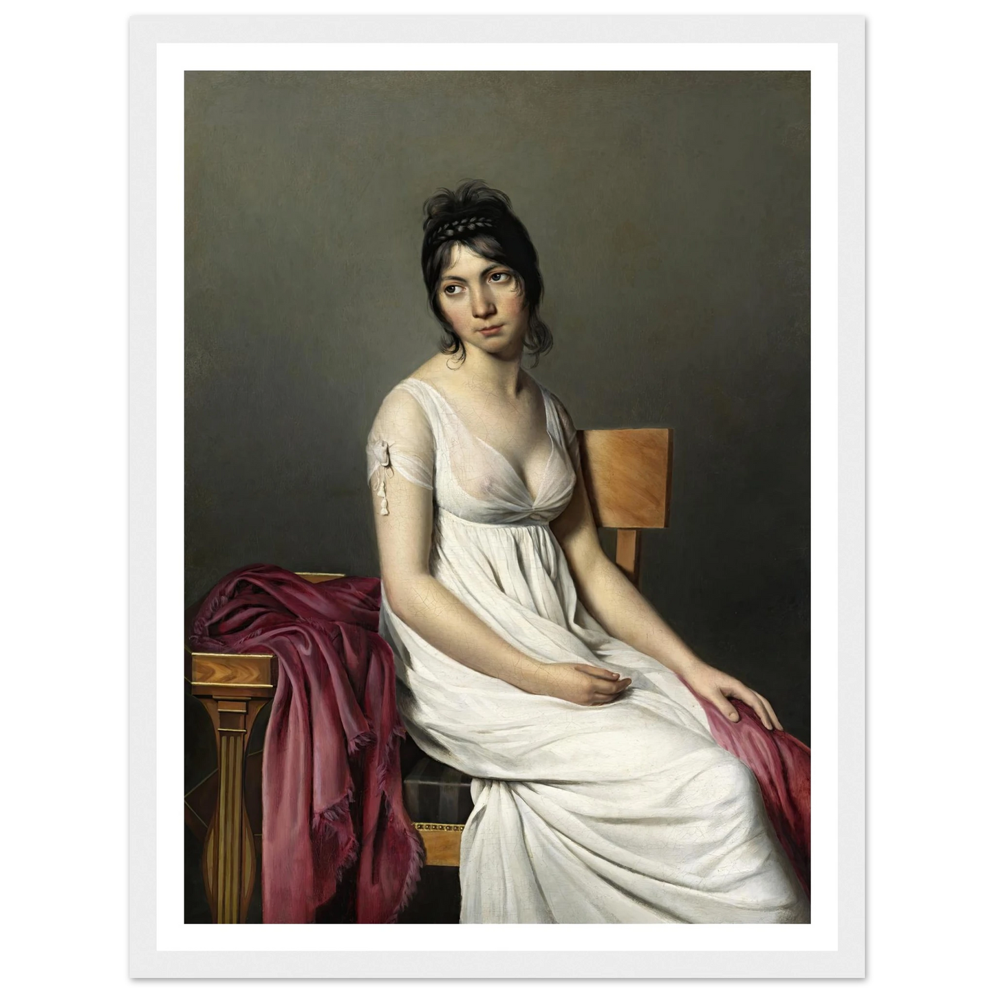 Portrait of a Young Woman in White (c. 1798) Art Print | Jacques Louis David - Framed Poster - 30x40 cm / 12x16″ - Black frame