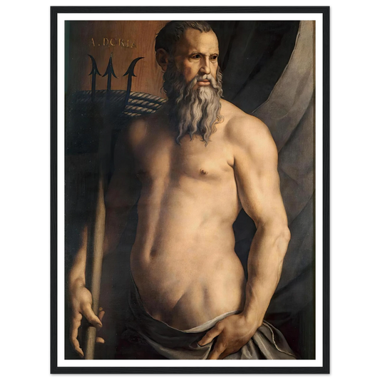 Portrait Of Andrea Doria As Neptune (1550–1555) Art Print | Agnolo Bronzino - Framed Poster - 30x40 cm / 12x16″ - Black frame