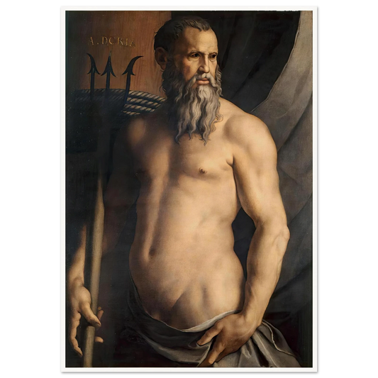 Portrait Of Andrea Doria As Neptune (1550–1555) Art Print | Agnolo Bronzino - Framed Poster - 30x40 cm / 12x16″ - Black frame