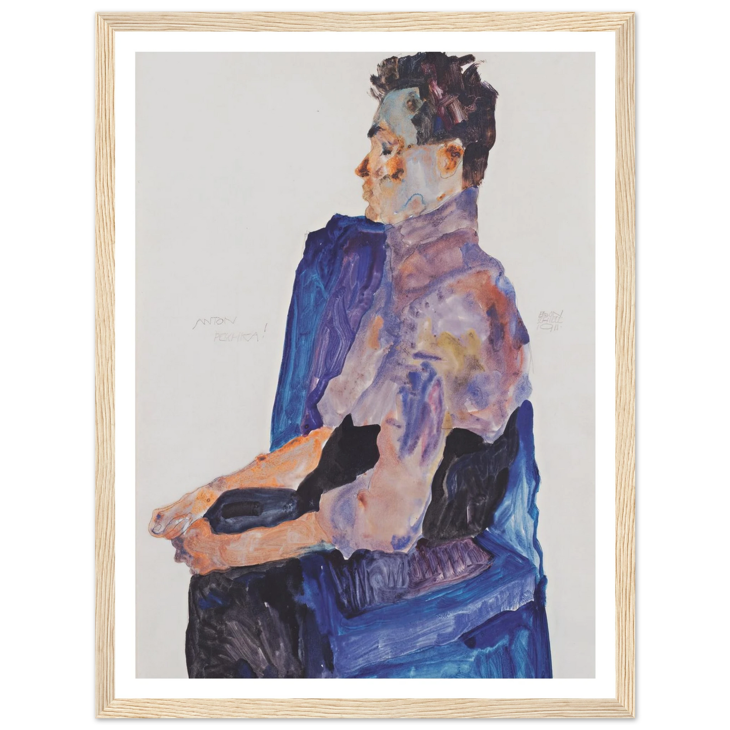 Portrait of Anton Peschka (1911) Art Print | Egon Schiele - Framed Poster - 30x40 cm / 12x16″ - Black frame