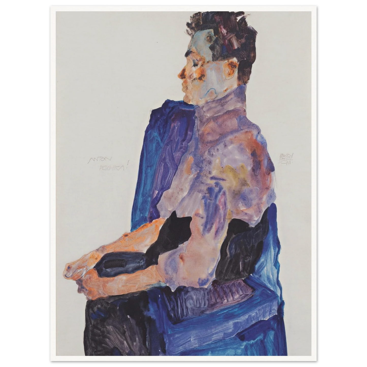 Portrait of Anton Peschka (1911) Art Print | Egon Schiele - Framed Poster - 30x40 cm / 12x16″ - Black frame