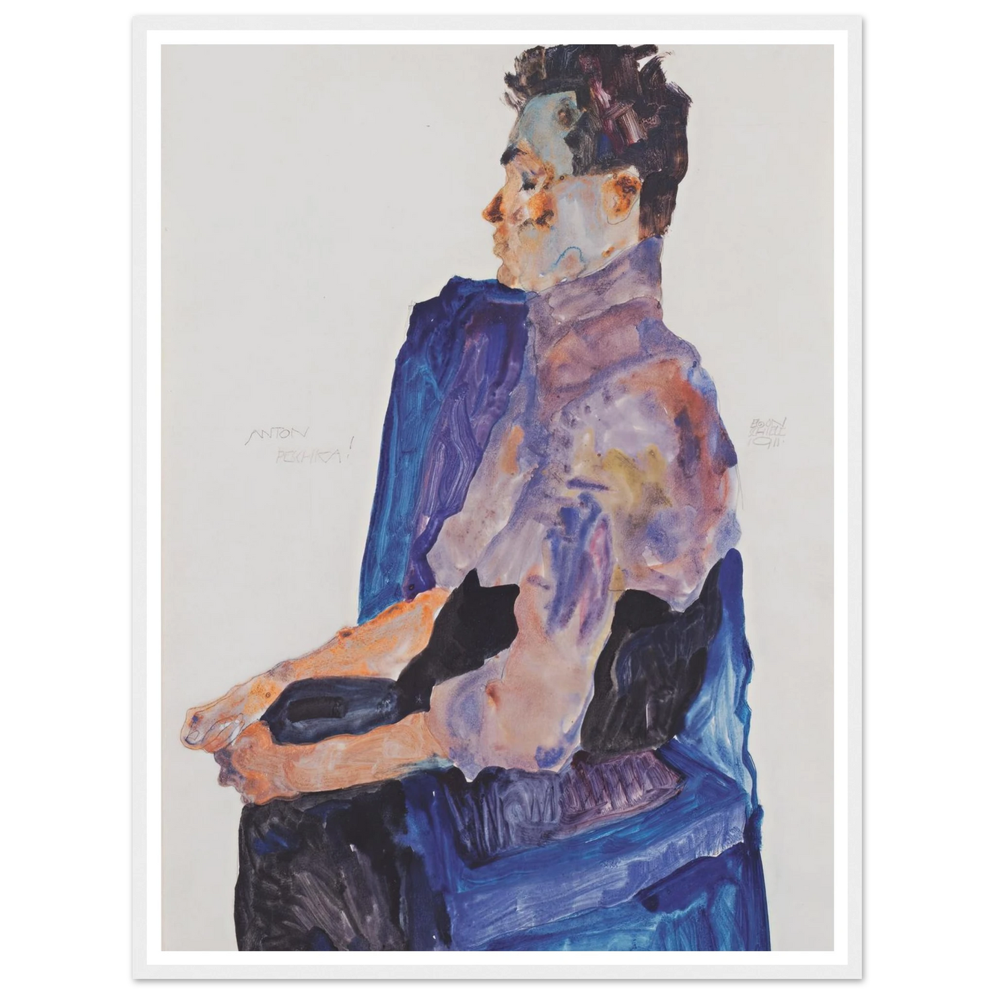 Portrait of Anton Peschka (1911) Art Print | Egon Schiele - Framed Poster - 30x40 cm / 12x16″ - Black frame