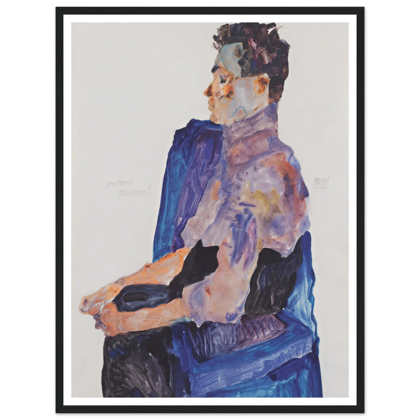 Portrait of Anton Peschka (1911) Art Print | Egon Schiele - Framed Poster - 30x40 cm / 12x16″ - Black frame