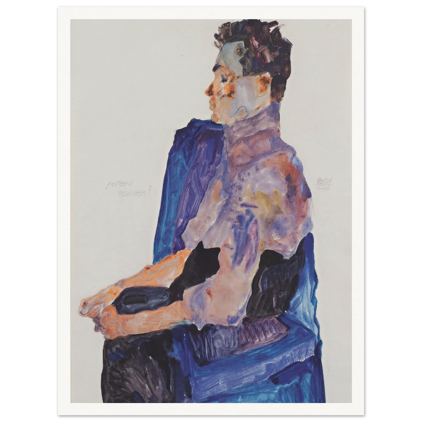 Portrait of Anton Peschka (1911) Art Print | Egon Schiele - Framed Poster - 30x40 cm / 12x16″ - Black frame