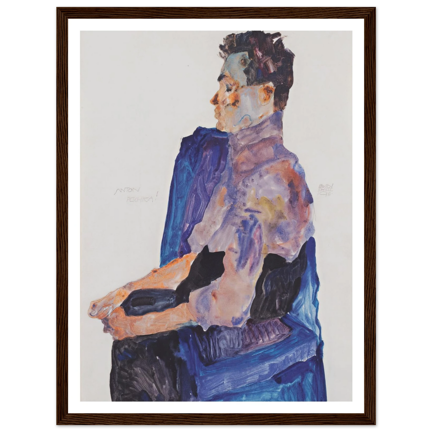 Portrait of Anton Peschka (1911) Art Print | Egon Schiele - Framed Poster - 30x40 cm / 12x16″ - Black frame