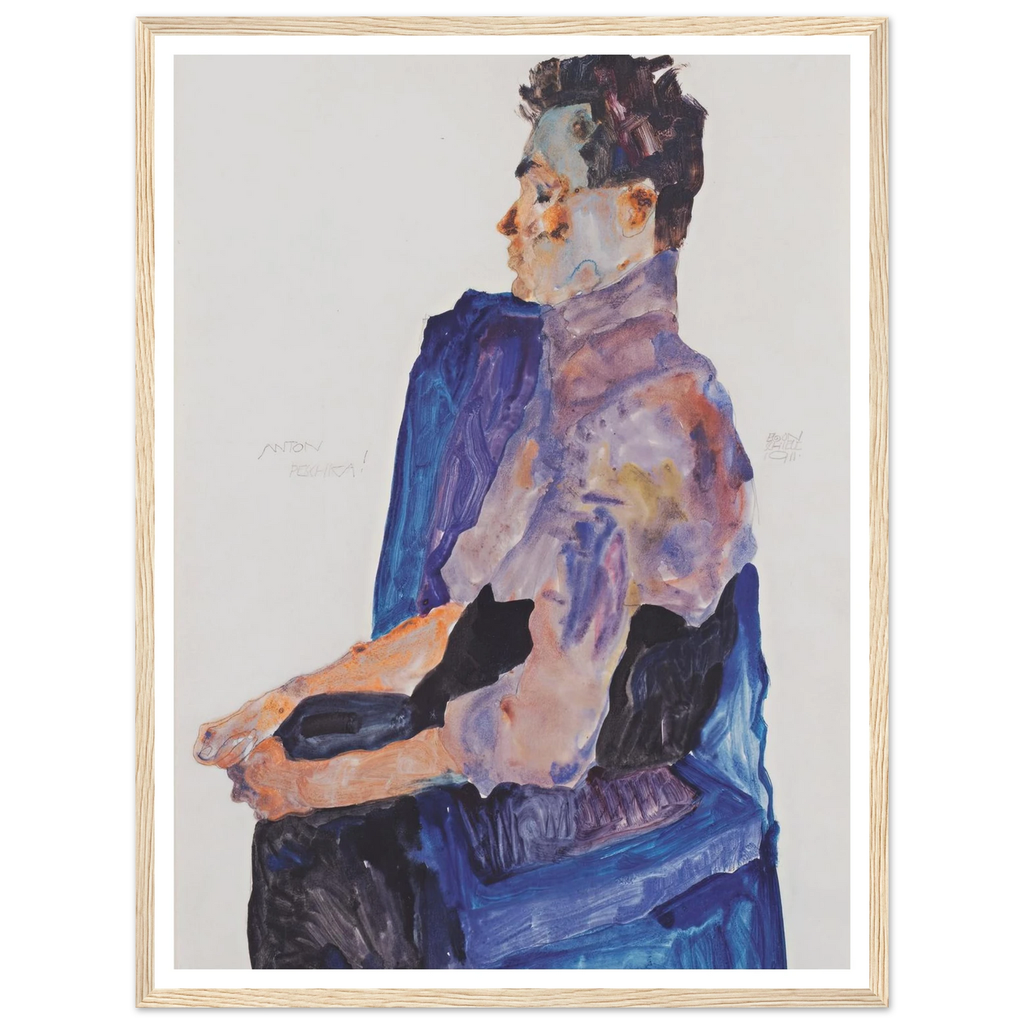 Portrait of Anton Peschka (1911) Art Print | Egon Schiele - Framed Poster - 30x40 cm / 12x16″ - Black frame