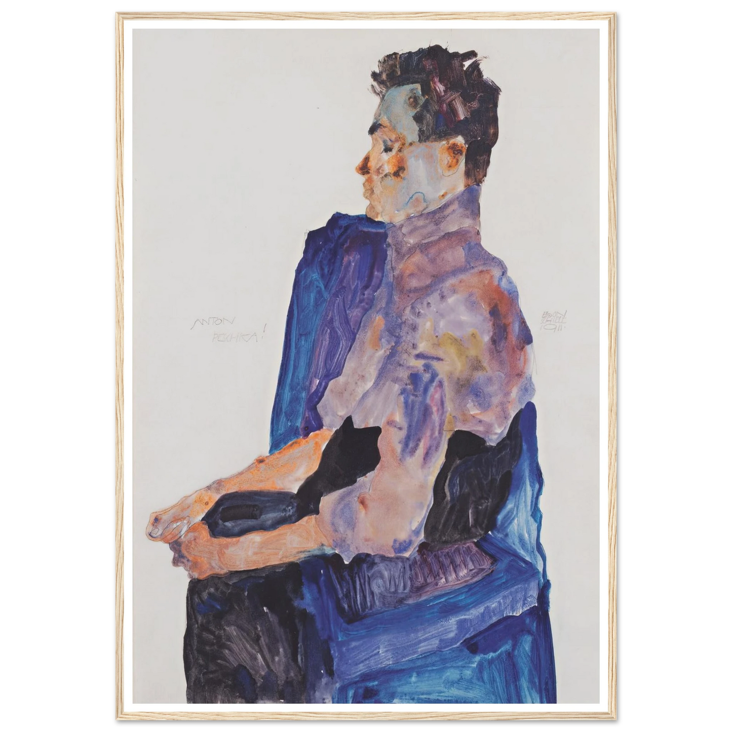 Portrait of Anton Peschka (1911) Art Print | Egon Schiele - Framed Poster - 30x40 cm / 12x16″ - Black frame