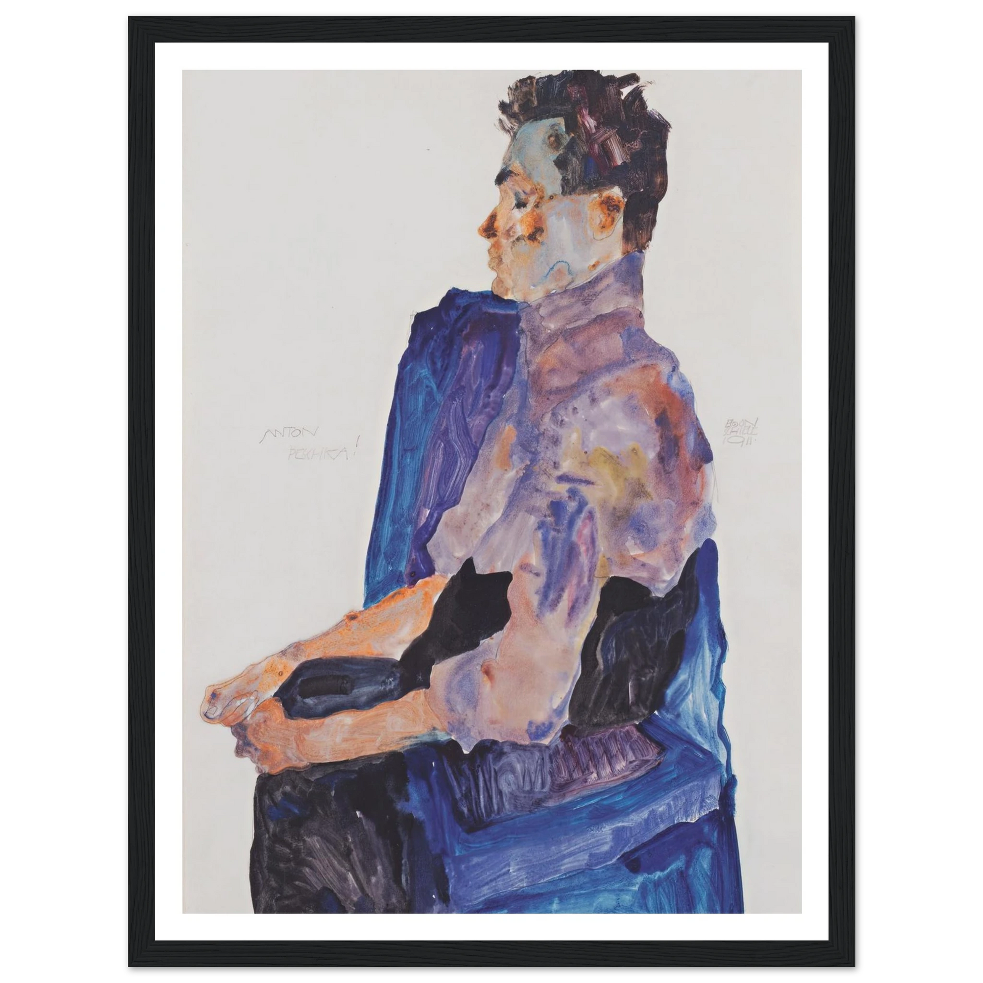 Portrait of Anton Peschka (1911) Art Print | Egon Schiele - Framed Poster - 30x40 cm / 12x16″ - Black frame