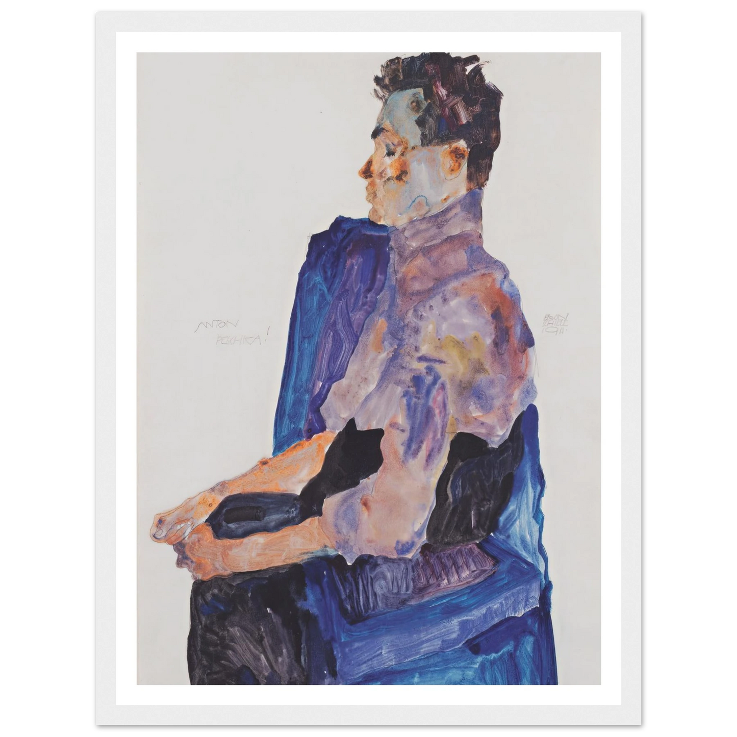 Portrait of Anton Peschka (1911) Art Print | Egon Schiele - Framed Poster - 30x40 cm / 12x16″ - Black frame