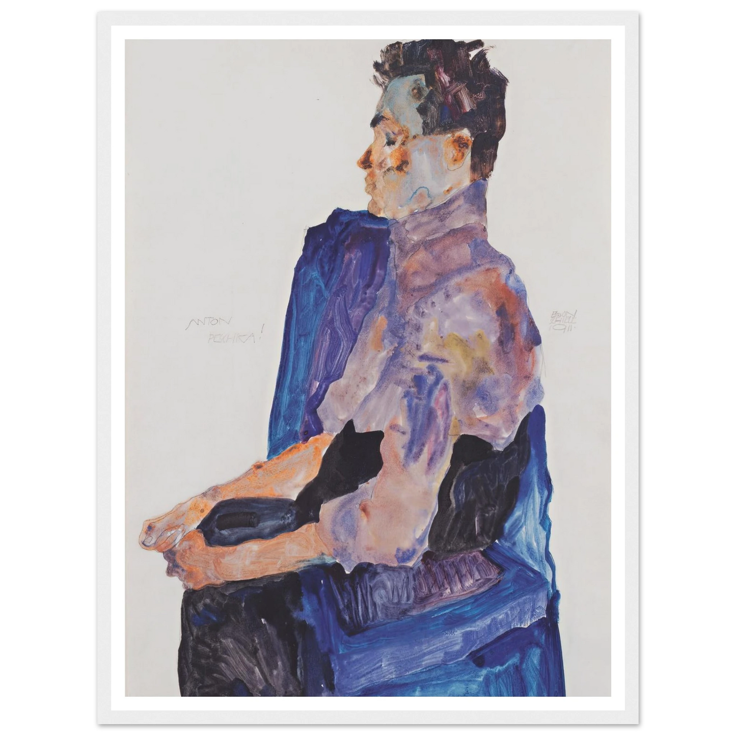 Portrait of Anton Peschka (1911) Art Print | Egon Schiele - Framed Poster - 30x40 cm / 12x16″ - Black frame