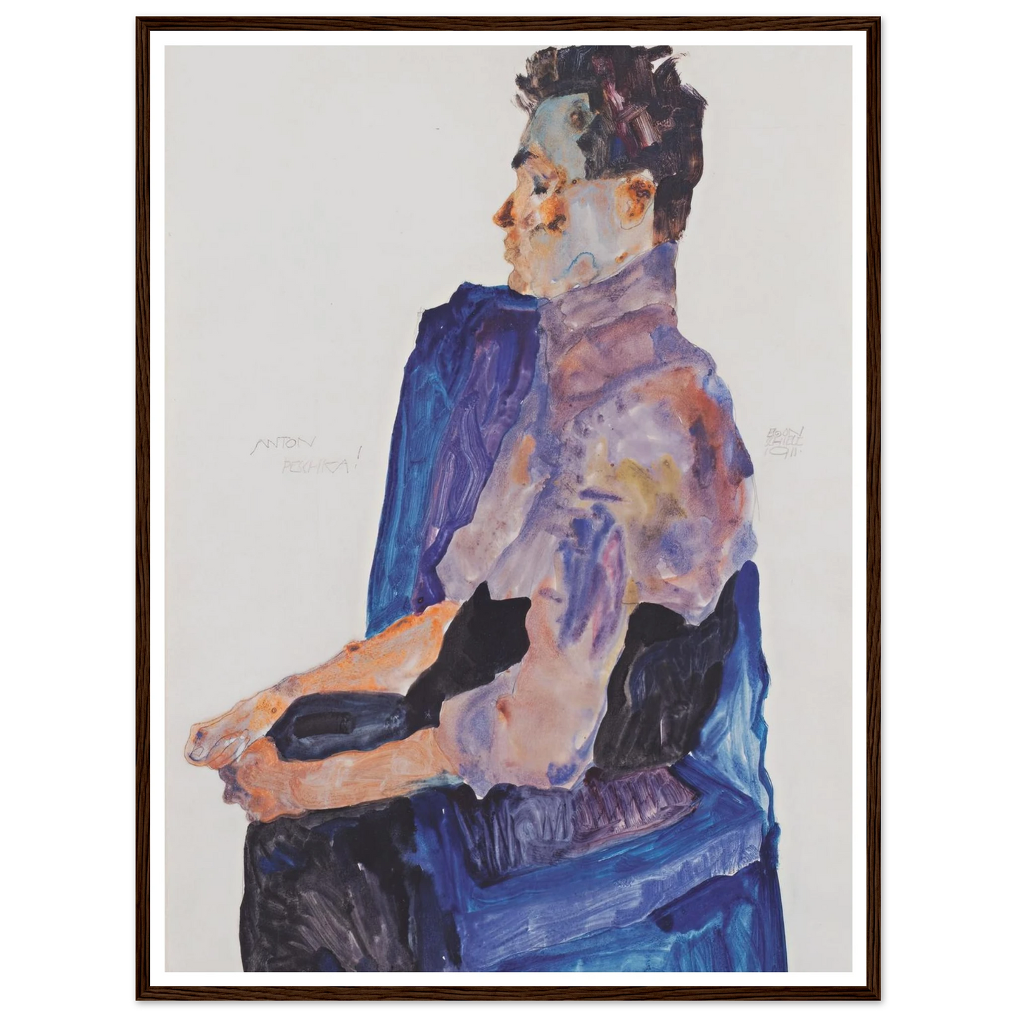 Portrait of Anton Peschka (1911) Art Print | Egon Schiele - Framed Poster - 30x40 cm / 12x16″ - Black frame