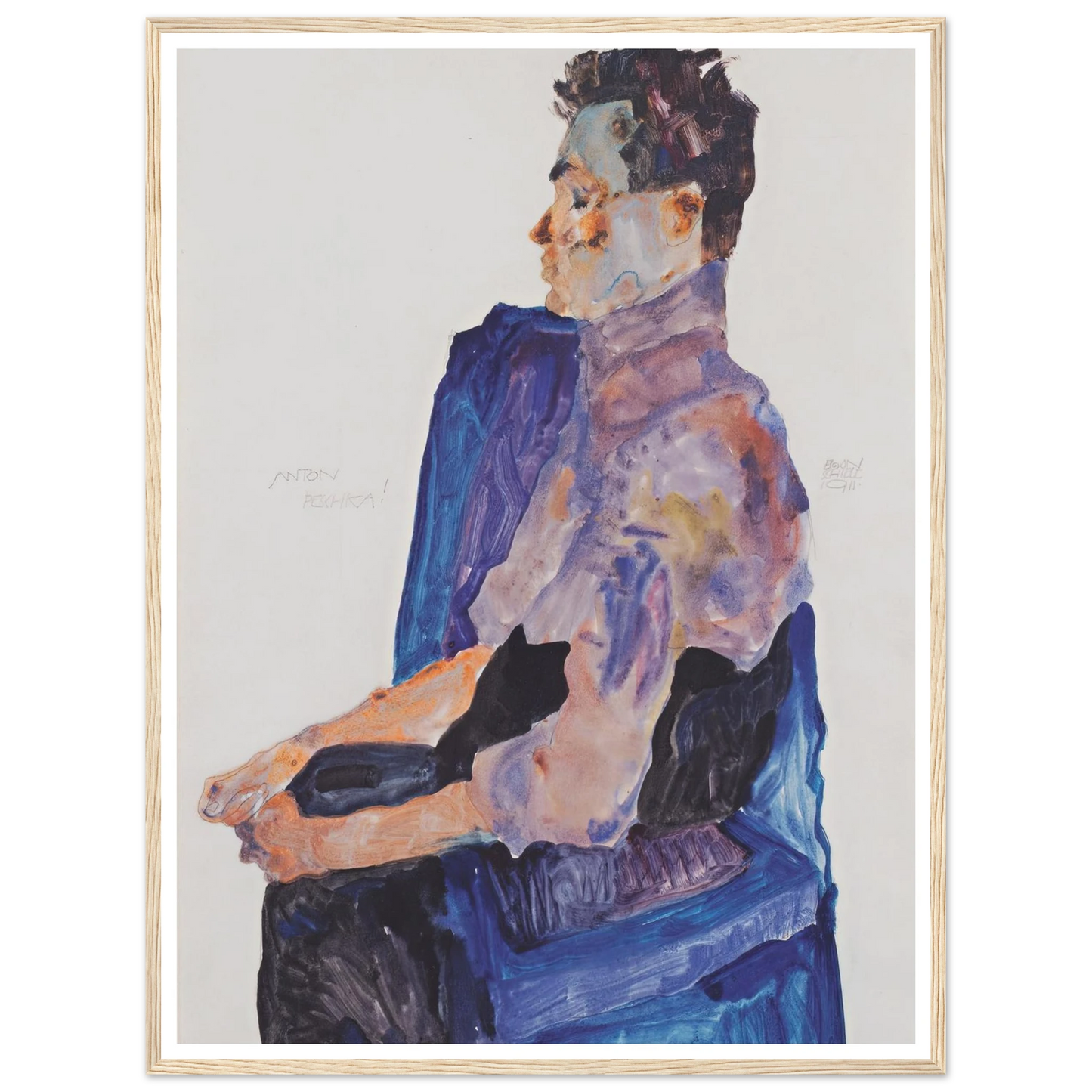 Portrait of Anton Peschka (1911) Art Print | Egon Schiele - Framed Poster - 30x40 cm / 12x16″ - Black frame