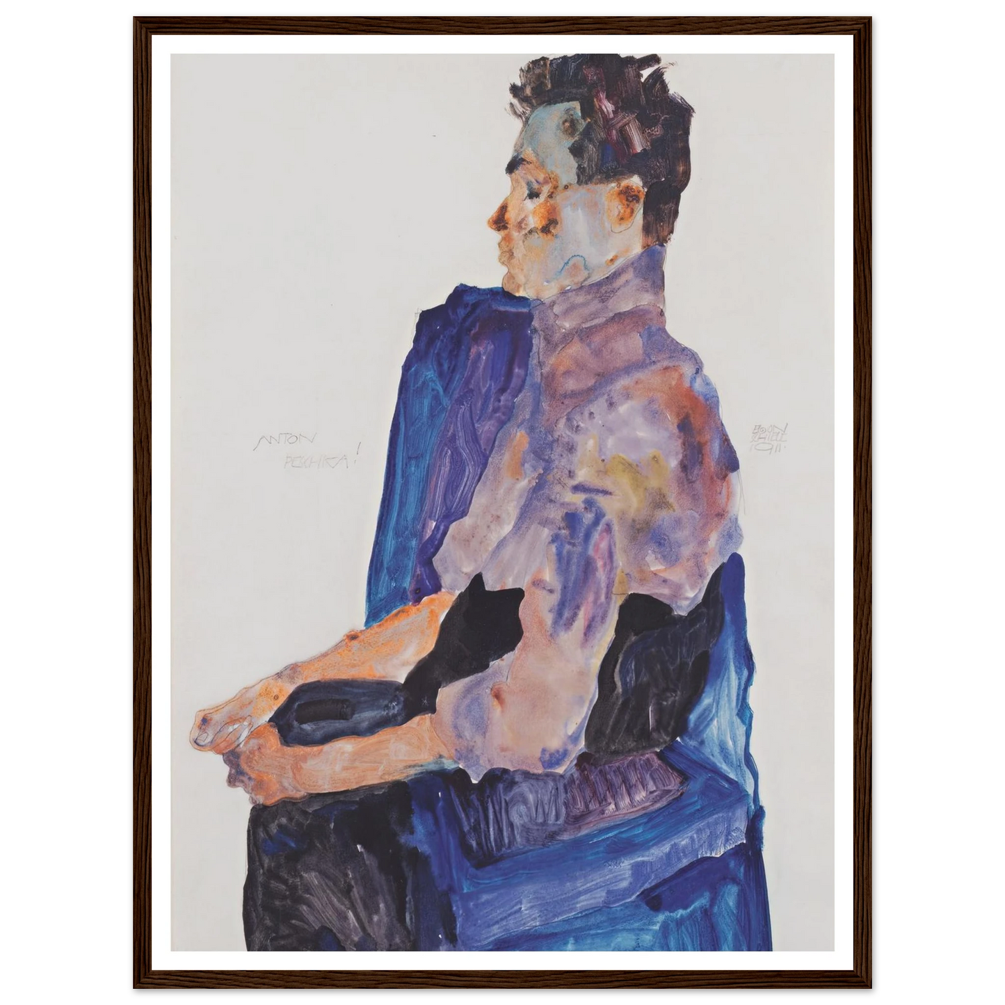 Portrait of Anton Peschka (1911) Art Print | Egon Schiele - Framed Poster - 30x40 cm / 12x16″ - Black frame
