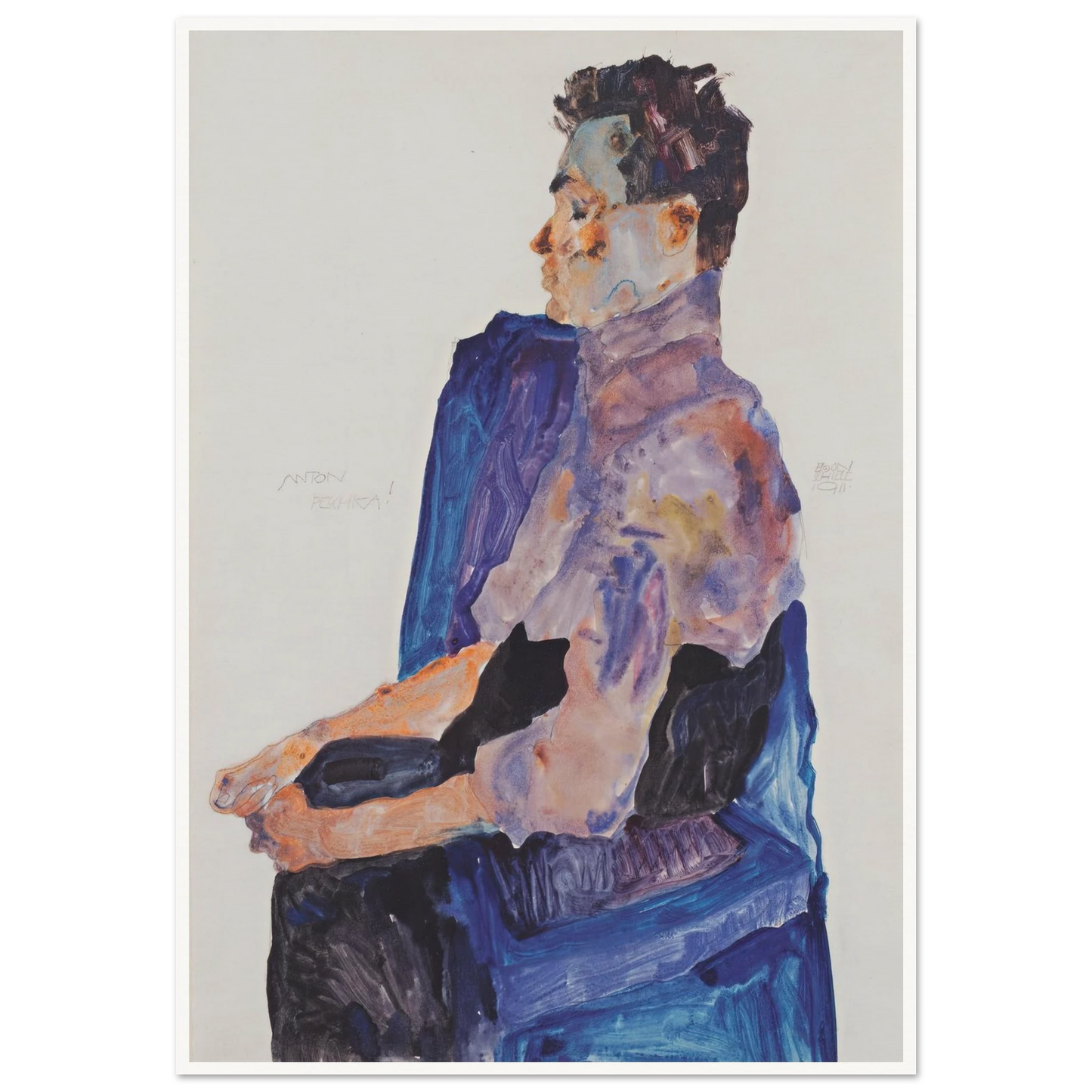 Portrait of Anton Peschka (1911) Art Print | Egon Schiele - Framed Poster - 30x40 cm / 12x16″ - Black frame