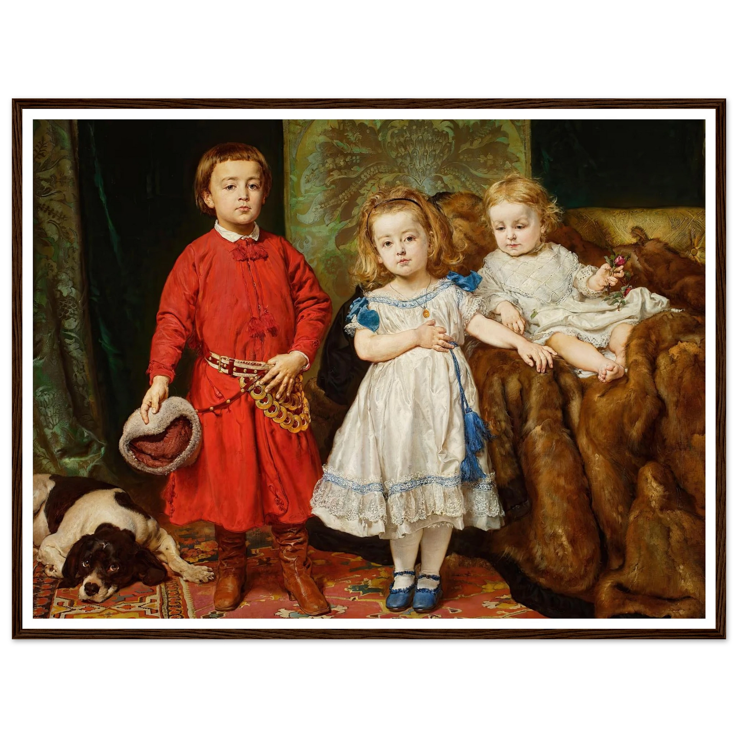 Portrait of artist’s three children, Tadeusz, Helena and Beata (1870) Art Print | Jan Matejko - Framed Poster - 30x40 cm / 12x16″ - Black frame
