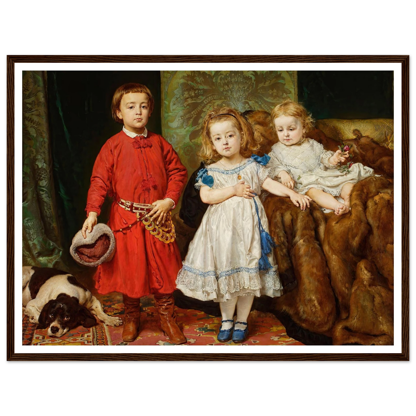 Portrait of artist’s three children, Tadeusz, Helena and Beata (1870) Art Print | Jan Matejko - Framed Poster - 30x40 cm / 12x16″ - Black frame